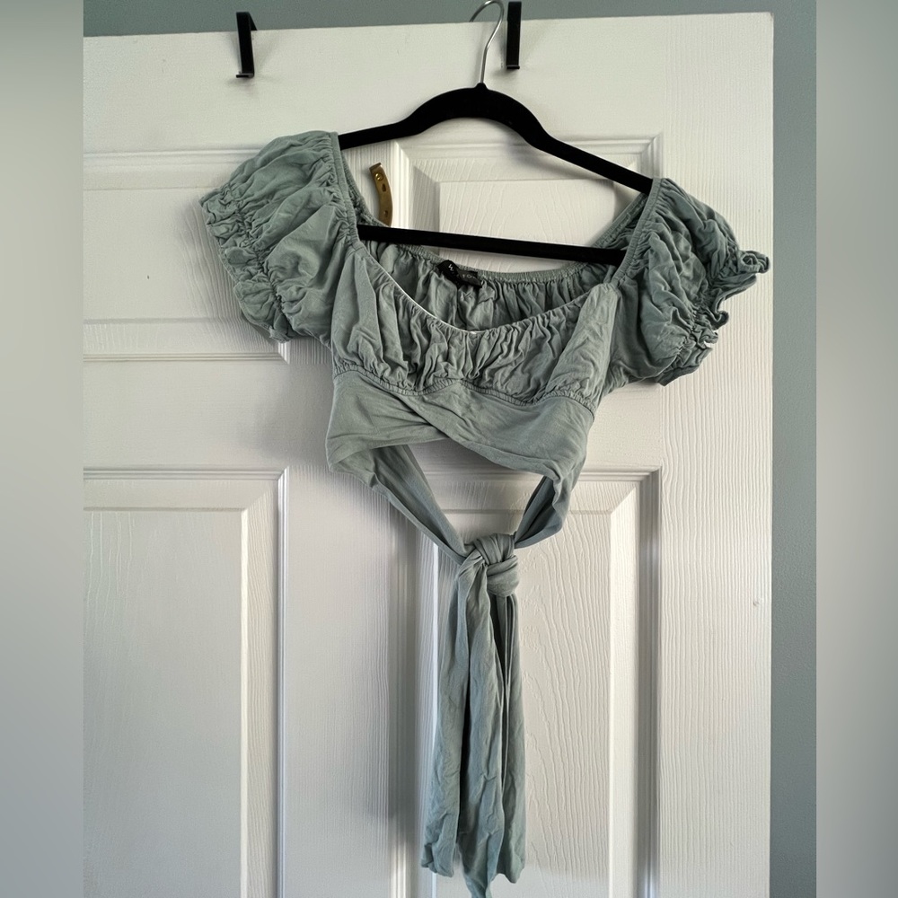 Sage green wrap crop top